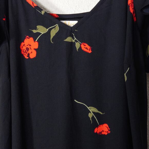 Ashley Graham Beyond Women’s Dress Cold Shoulder Black Floral Pull-On Size 1X - Picture 3 of 10